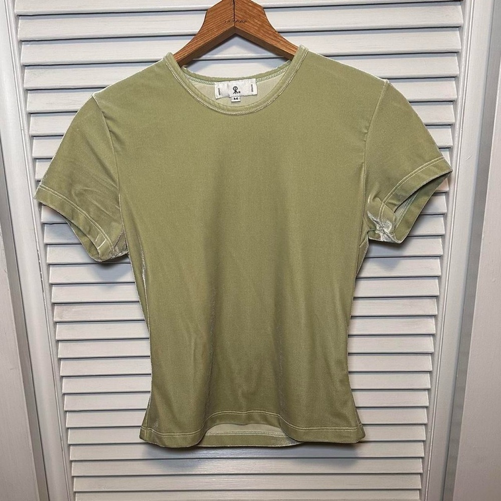 Vintage Y2K Rampage Stretchy Velour Dusty Light Green Cropped Top